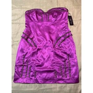 Y2K LOVEY DOVEY MAGENTA CORSET DRESS/STUD EMBELLISHMENTS PARTY SCENE  LARGE NWT